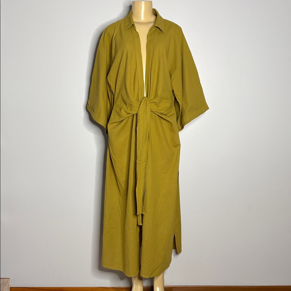 River Island Olive Green Tie-Front Swim Coverup
